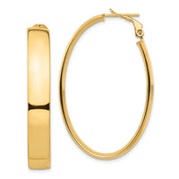 14k High Polished 7mm Omega Back Oval Hoop Earrings-PRE968