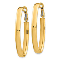 14k High Polished 5mm Omega Back Oval Hoop Earrings-PRE975