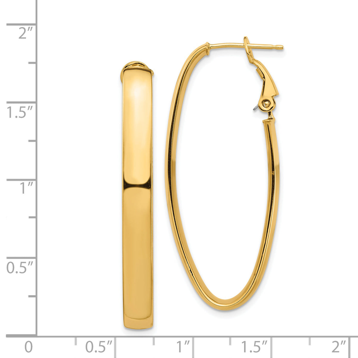 14k High Polished 5mm Omega Back Oval Hoop Earrings-PRE975