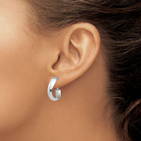 14k White Gold High Polished 5mm Wavy Omega Back Hoop Earrings-PRE982W