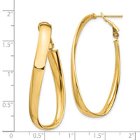 14k High Polished 5mm Twisted Oval Omega Back Hoop Earrings-PRE987