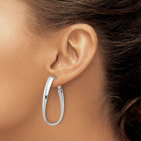 14k White Gold Polished 5mm Twisted Omega Back Oval Hoop Earrings-PRE987W