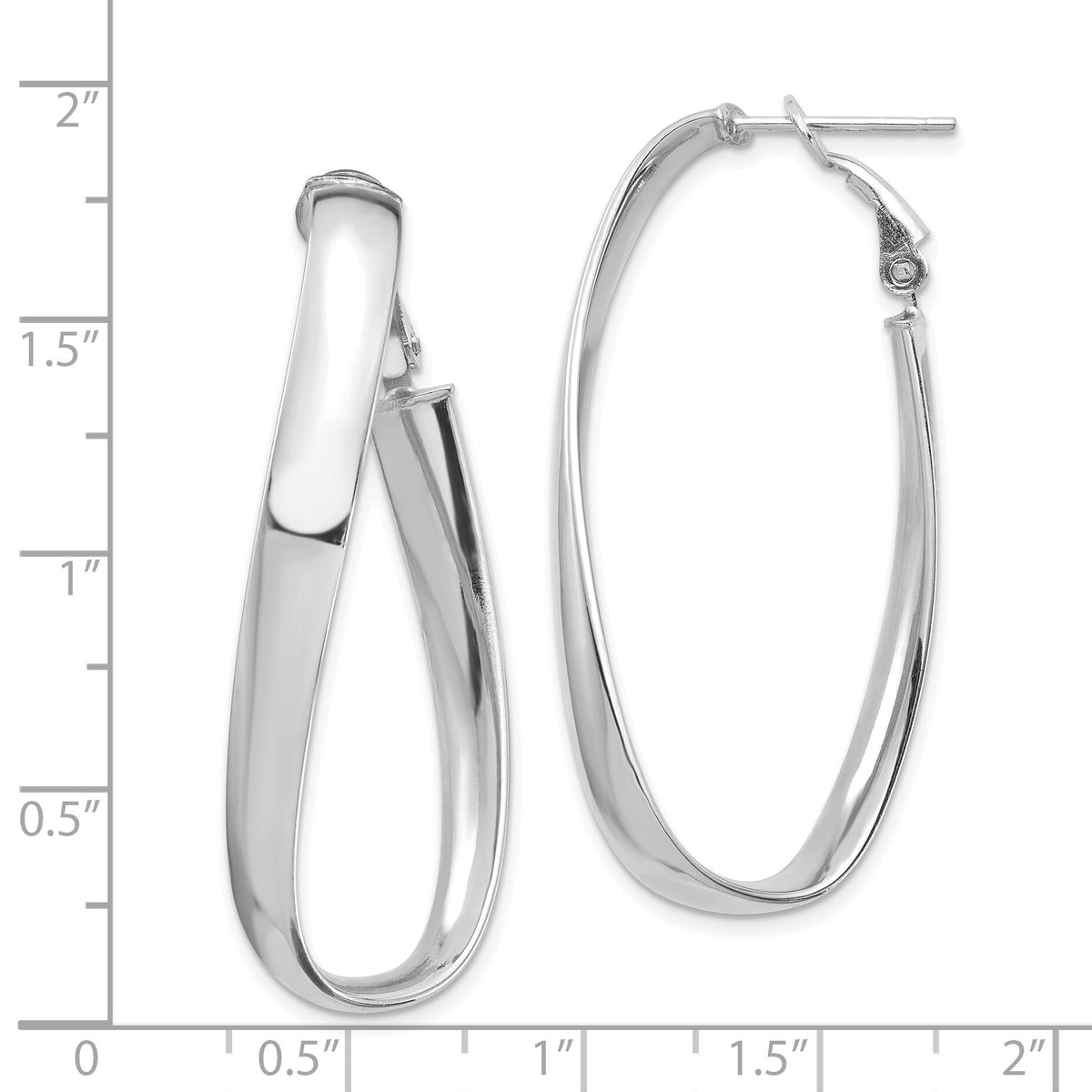 14k White Gold Polished 5mm Twisted Omega Back Oval Hoop Earrings-PRE987W