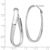 14k White Gold Polished 5mm Twisted Omega Back Oval Hoop Earrings-PRE987W