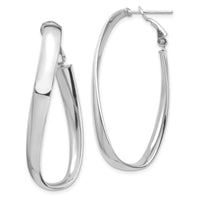 14k White Gold Polished 5mm Twisted Omega Back Oval Hoop Earrings-PRE987W
