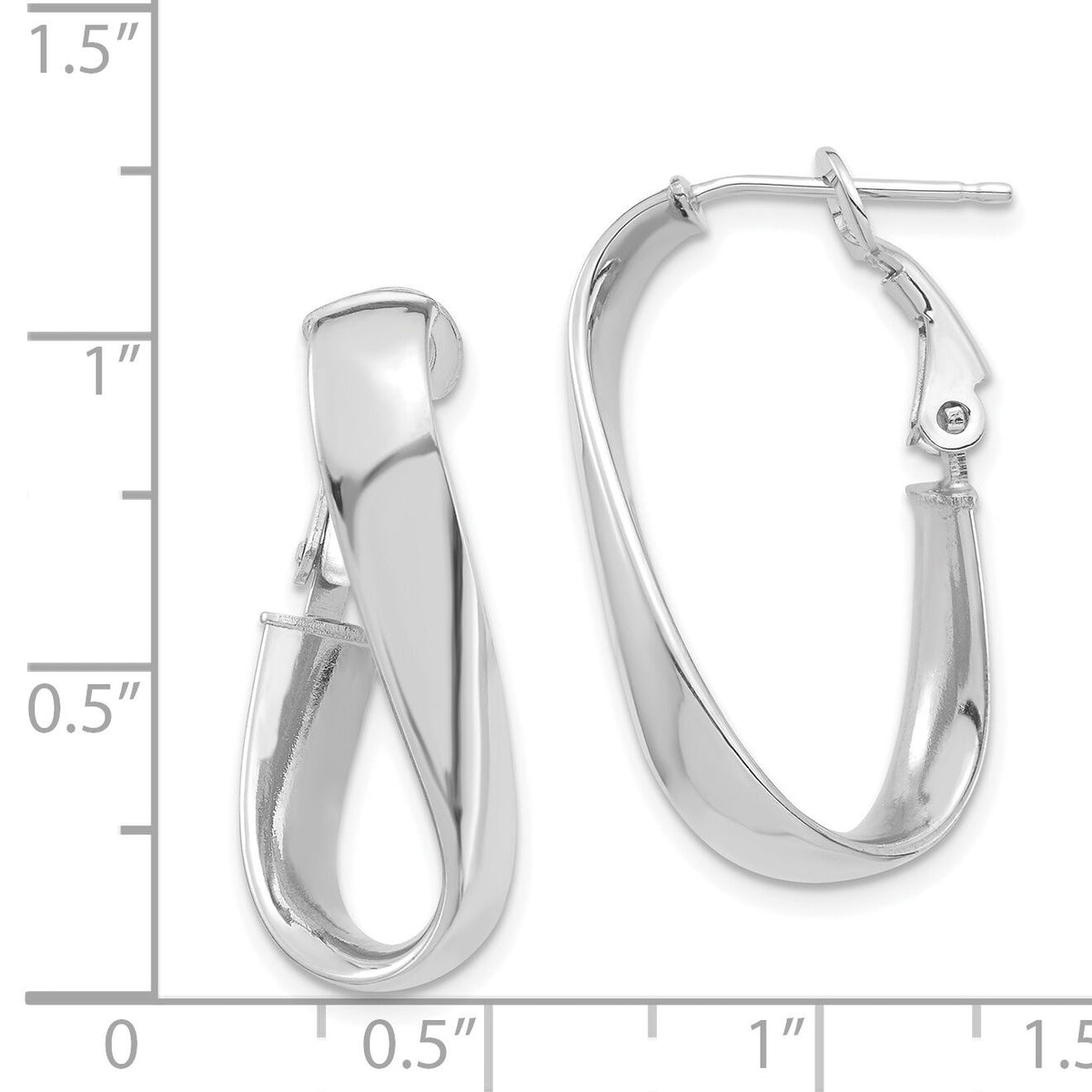 14k White Gold Polished 5mm Twisted Oval Omega Back Hoop Earrings-PRE989W