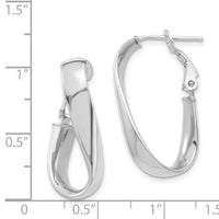 14k White Gold Polished 5mm Twisted Oval Omega Back Hoop Earrings-PRE989W