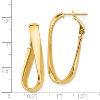 14k High Polished 5mm Twisted Oval Omega Back Hoop Earrings-PRE990
