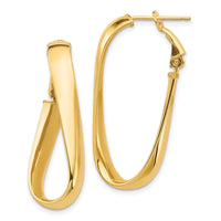 14k High Polished 5mm Twisted Oval Omega Back Hoop Earrings-PRE990