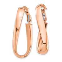 14k Rose Gold High Polished 5mm Wavy Oval Omega Back Hoop Earrings-PRE990R