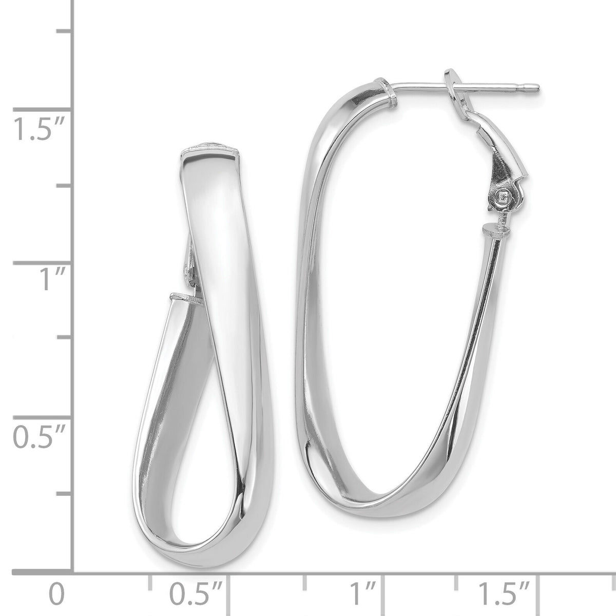 14k White Gold Polished 5mm Twisted Oval Omega Back Hoop Earrings-PRE990W