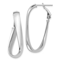 14k White Gold Polished 5mm Twisted Oval Omega Back Hoop Earrings-PRE990W