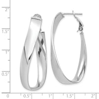 14k White Gold Polished 7mm Twisted Omega Back Oval Hoop Earrings-PRE993W