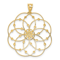 14k and Rhodium Diamond-cut Spiral Circle Pendant-PRF313