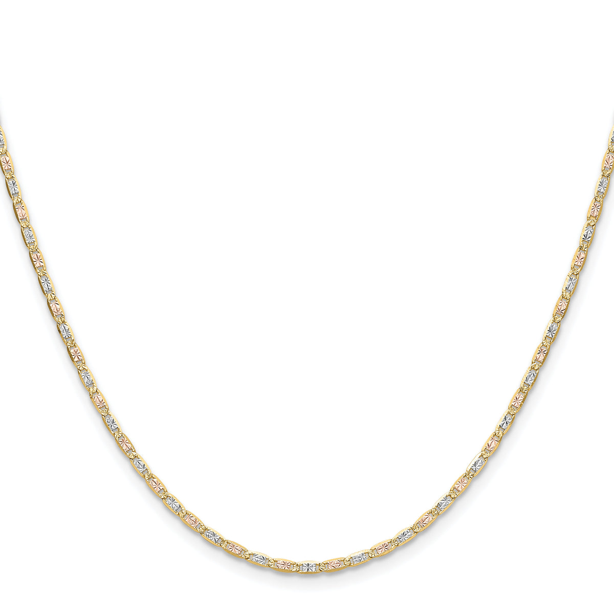14k 2.0mm Tri-color Gold PavÃ© Valentino Chain-PVL050-18