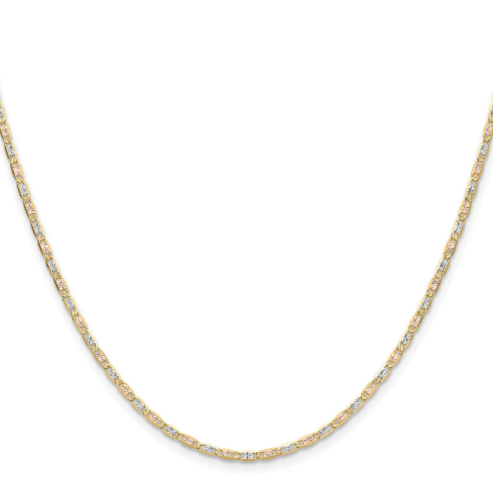 14k 2.0mm Tri-color Gold PavÃ© Valentino Chain-PVL050-18