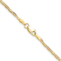 14k 2.0mm Tri-color Gold PavÃ© Valentino Chain-PVL050-18