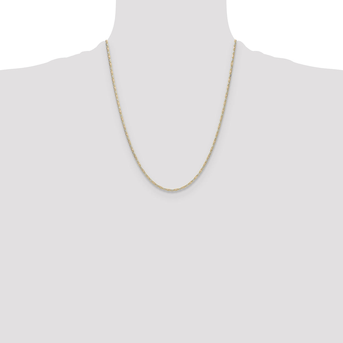 14k 2.0mm Tri-color Gold PavÃ© Valentino Chain-PVL050-22