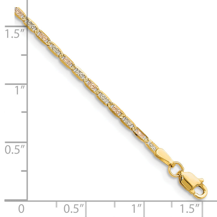 14k 2.0mm Tri-color Gold PavÃ© Valentino Chain-PVL050-7