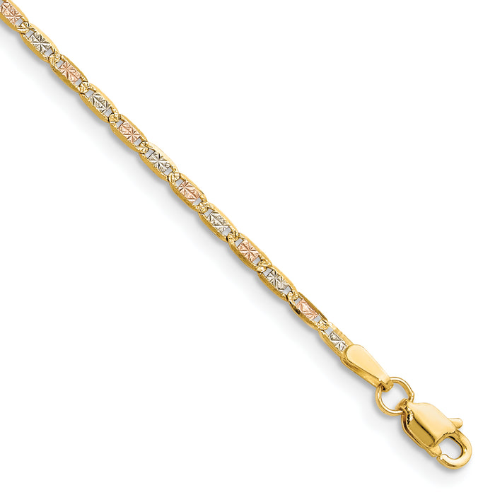 14k 2.0mm Tri-color Gold PavÃ© Valentino Chain-PVL050-7