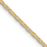 14k 2.0mm Tri-color Gold PavÃ© Valentino Chain-PVL050-16