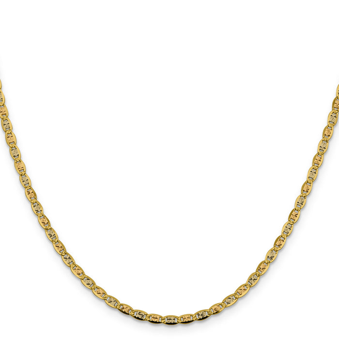 14k 2.75mm Tri-color Gold PavÃ© Valentino Chain-PVL060-18
