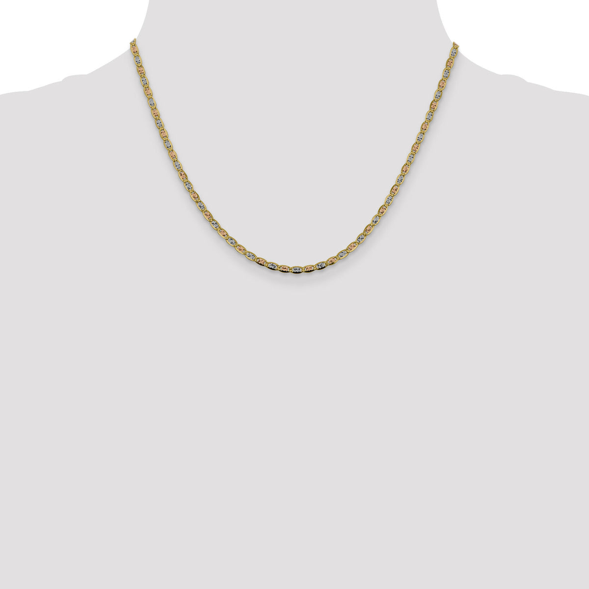 14k 2.75mm Tri-color Gold PavÃ© Valentino Chain-PVL060-18