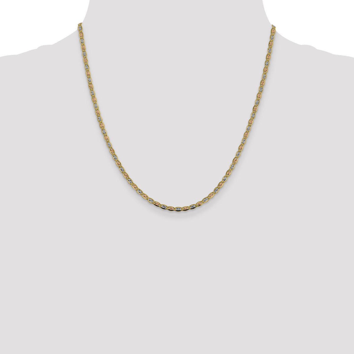 14k 2.75mm Tri-color Gold PavÃ© Valentino Chain-PVL060-20