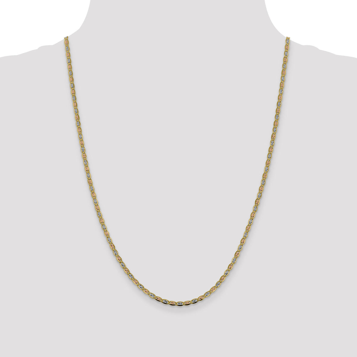 14k 2.75mm Tri-color Gold PavÃ© Valentino Chain-PVL060-24