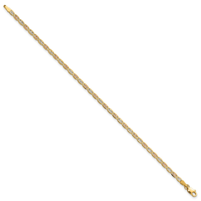 14k 2.75mm Tri-color Gold PavÃ© Valentino Chain-PVL060-8