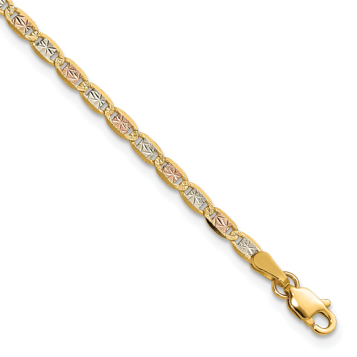14k 2.75mm Tri-color Gold PavÃ© Valentino Chain-PVL060-8