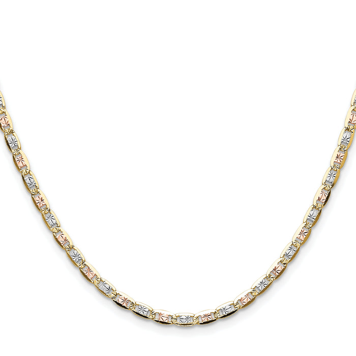 14k 3.2mm Tri-color Gold PavÃ© Valentino Chain-PVL070-16