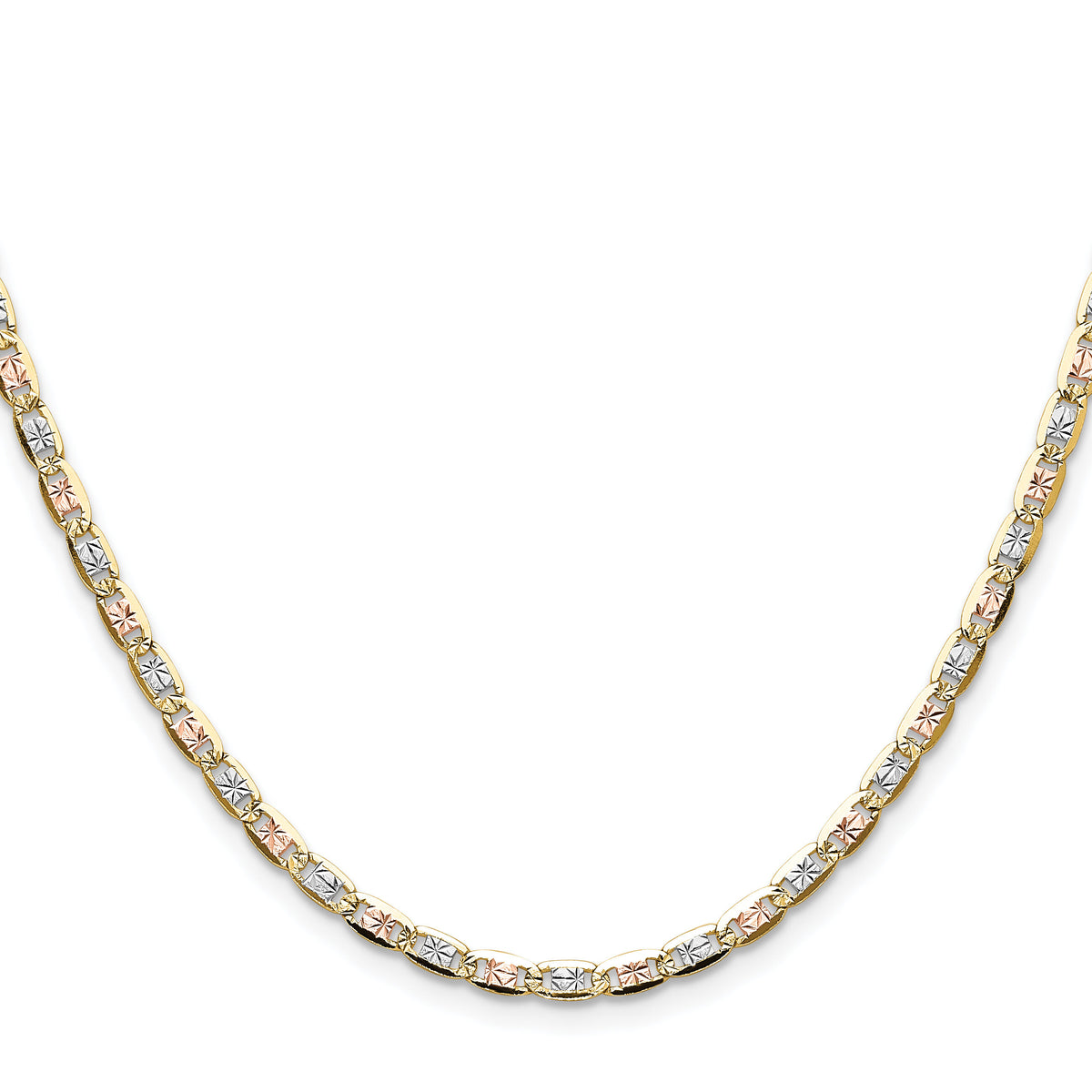14k 3.2mm Tri-color Gold PavÃ© Valentino Chain-PVL070-18