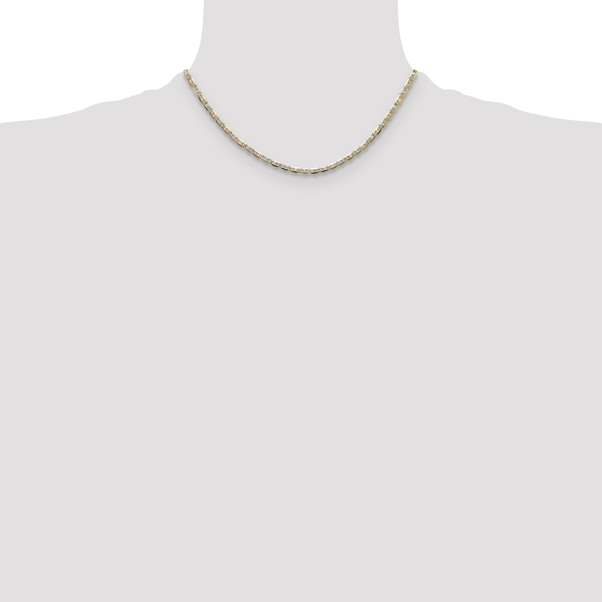 14k 3.2mm Tri-color Gold PavÃ© Valentino Chain-PVL070-16
