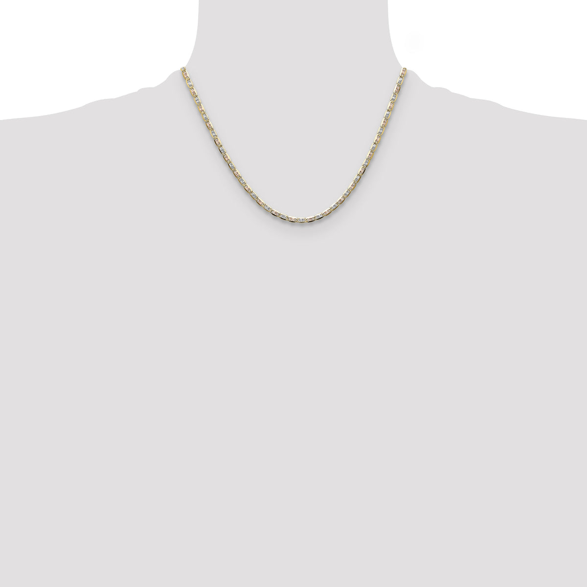 14k 3.2mm Tri-color Gold PavÃ© Valentino Chain-PVL070-18
