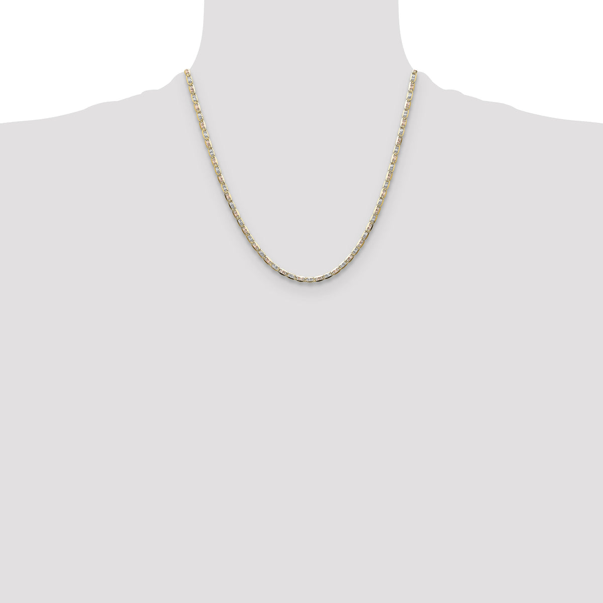 14k 3.2mm Tri-color Gold PavÃ© Valentino Chain-PVL070-20