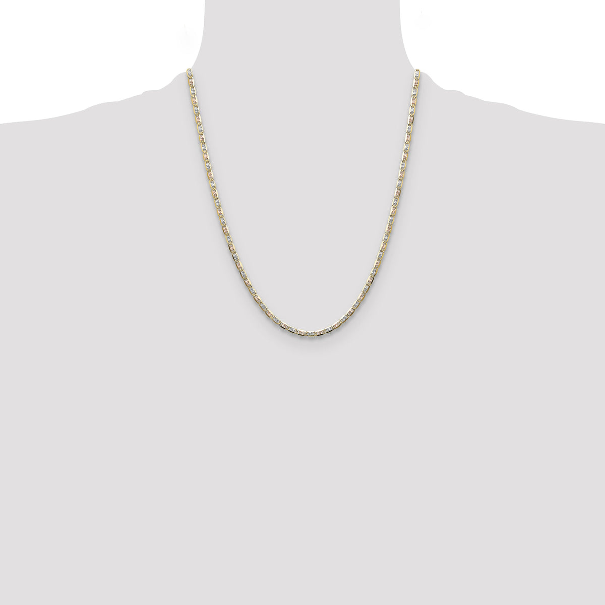 14k 3.2mm Tri-color Gold PavÃ© Valentino Chain-PVL070-22