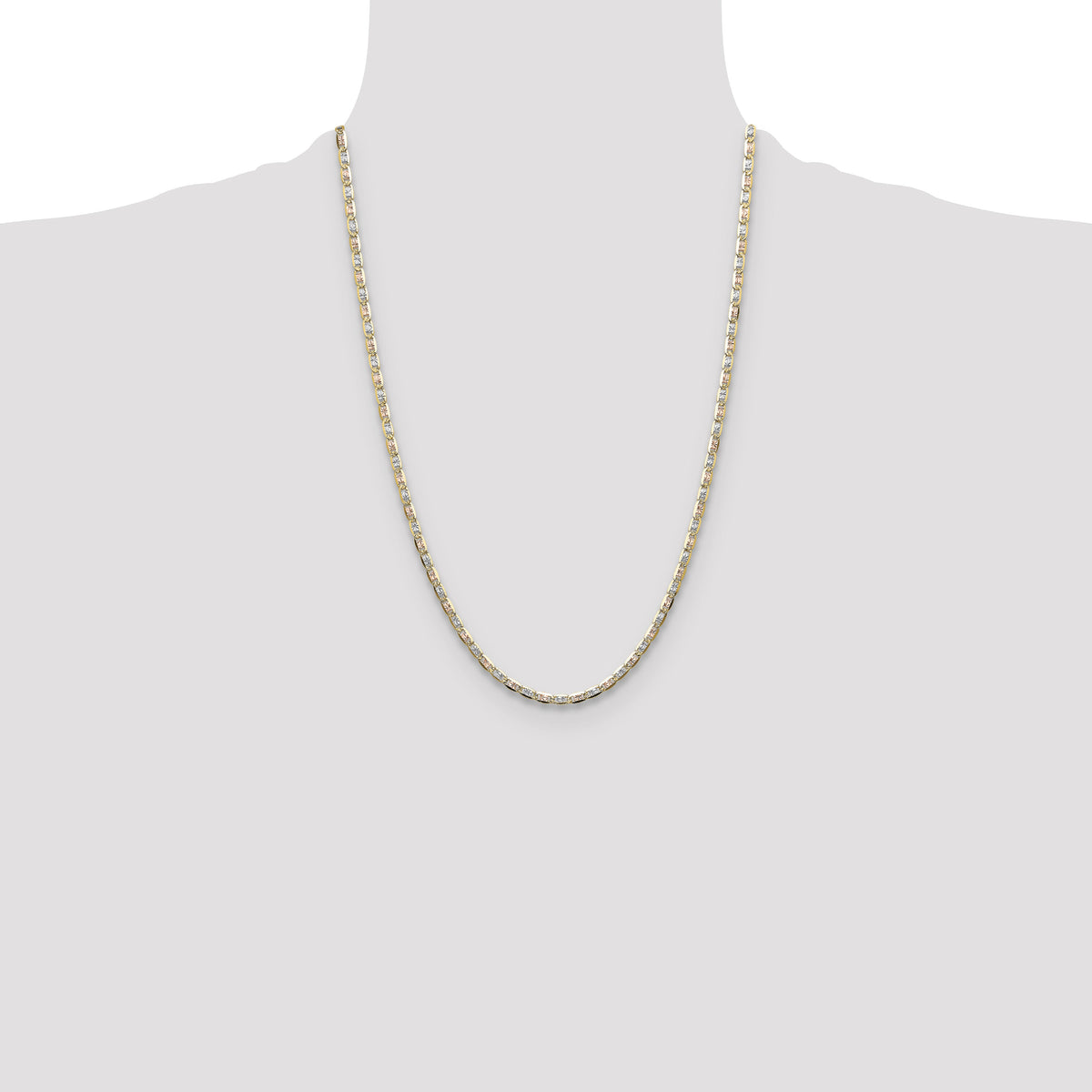 14k 3.2mm Tri-color Gold PavÃ© Valentino Chain-PVL070-24