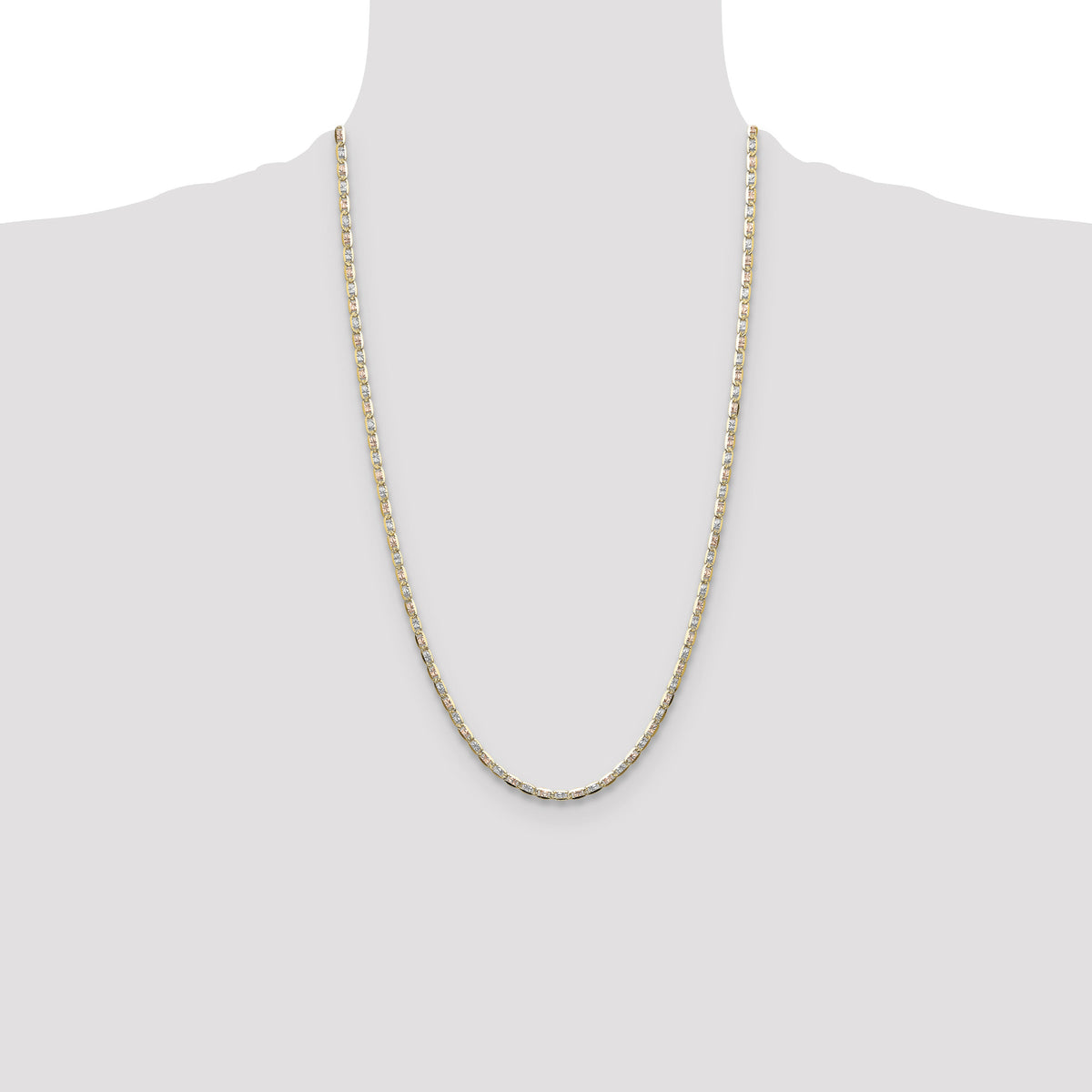 14k 3.2mm Tri-color Gold PavÃ© Valentino Chain-PVL070-26