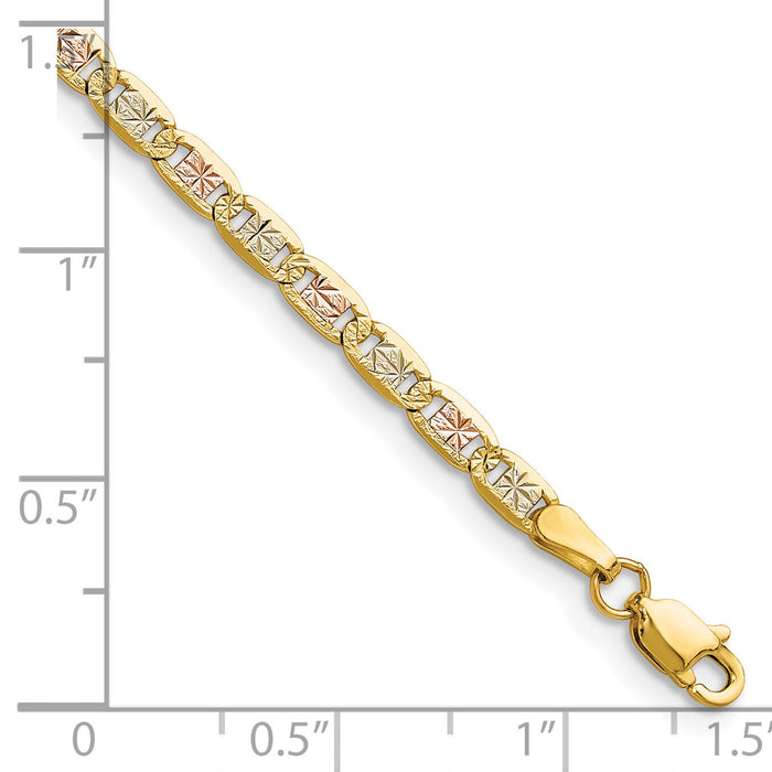 14k 3.2mm Tri-color Gold PavÃ© Valentino Chain-PVL070-8