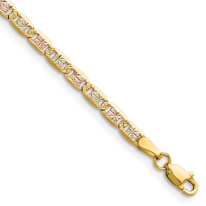 14k 3.2mm Tri-color Gold PavÃ© Valentino Chain-PVL070-8