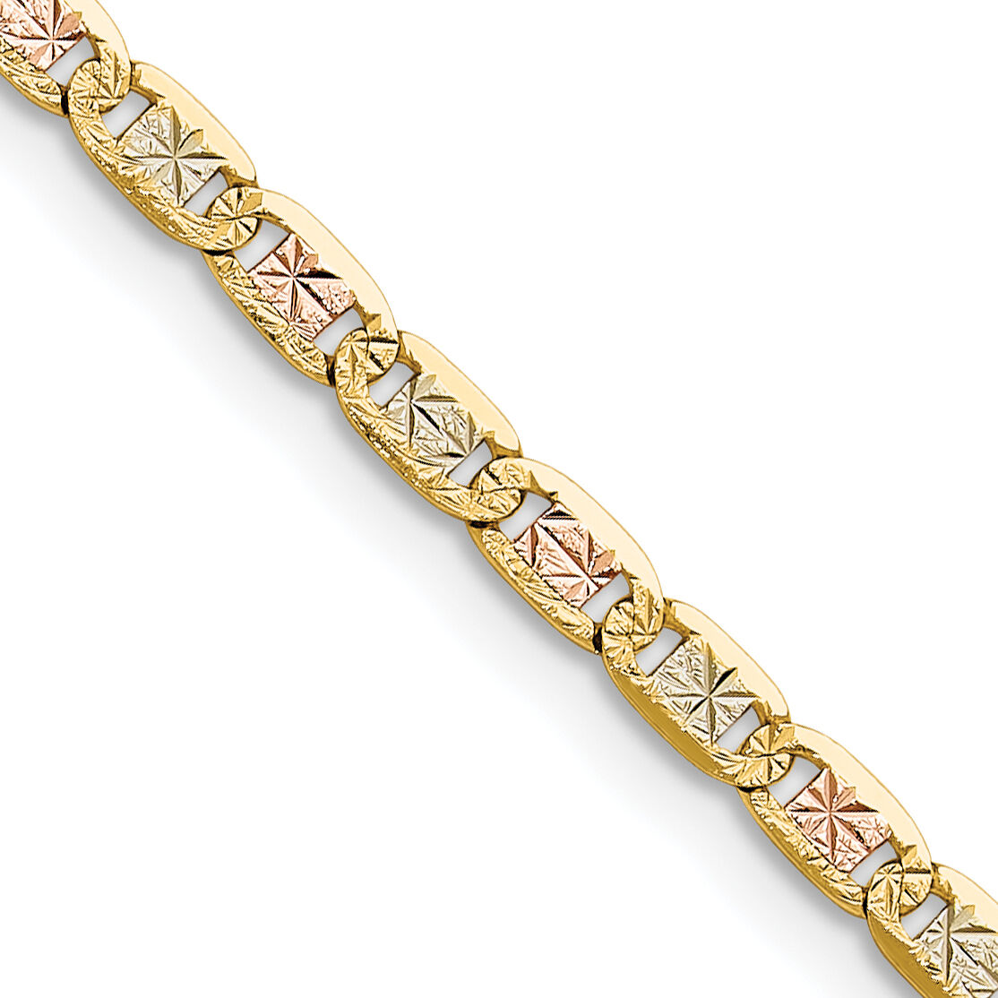 14k 3.2mm Tri-color Gold PavÃ© Valentino Chain-PVL070-16