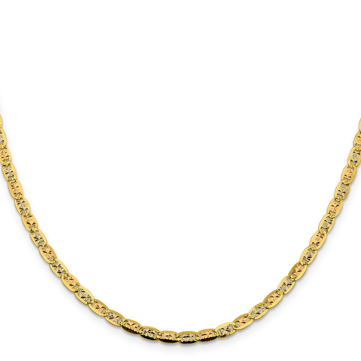 14k 3.8mm Tri-color Gold PavÃ© Valentino Chain-PVL080-26