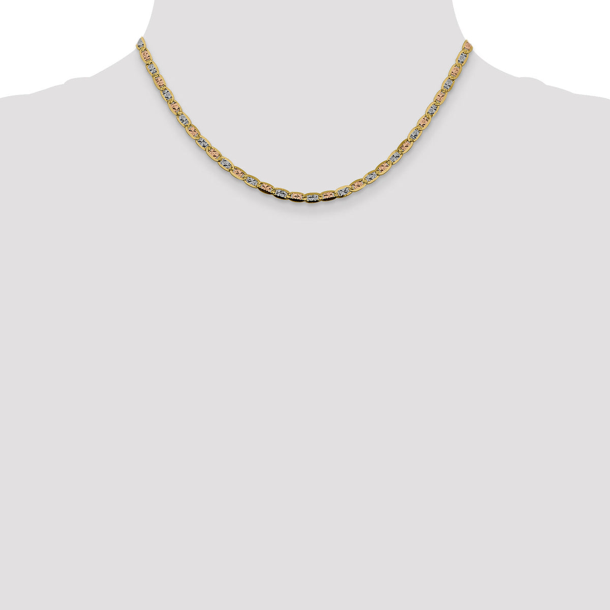 14k 3.8mm Tri-color Gold PavÃ© Valentino Chain-PVL080-16