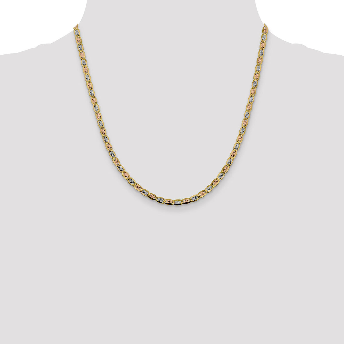 14k 3.8mm Tri-color Gold PavÃ© Valentino Chain-PVL080-20