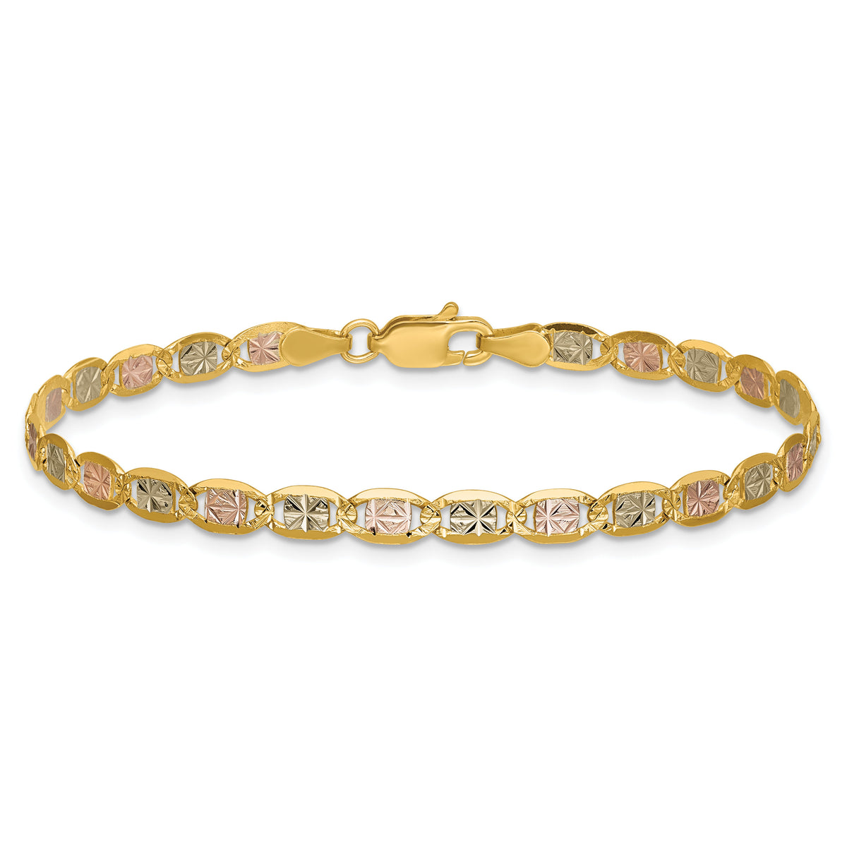 14k 3.8mm Tri-color Gold PavÃ© Valentino Chain-PVL080-9