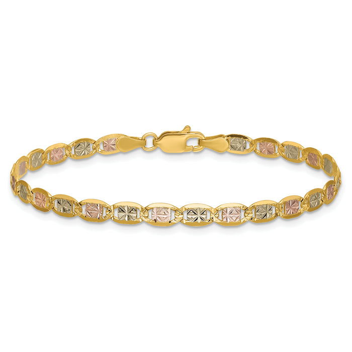 14k 3.8mm Tri-color Gold PavÃ© Valentino Chain-PVL080-9