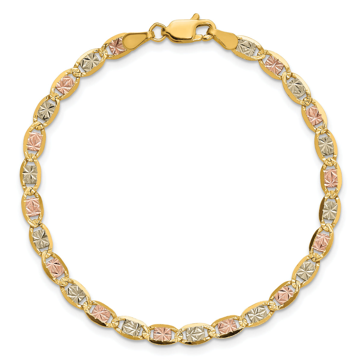 14k 3.8mm Tri-color Gold PavÃ© Valentino Chain-PVL080-9
