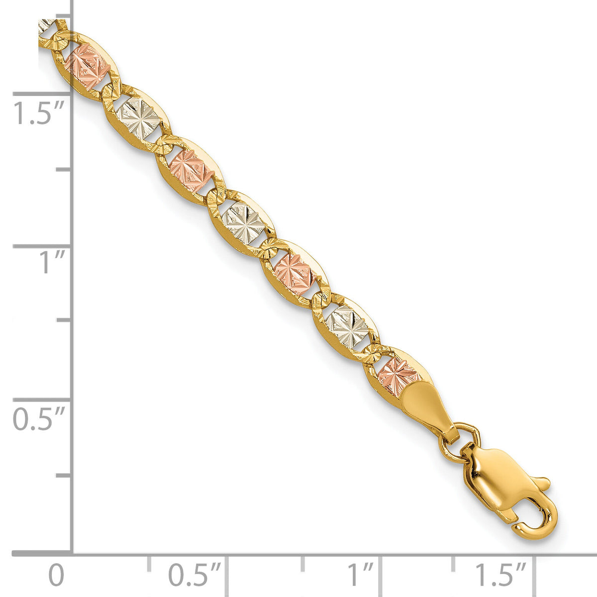 14k 3.8mm Tri-color Gold PavÃ© Valentino Chain-PVL080-9