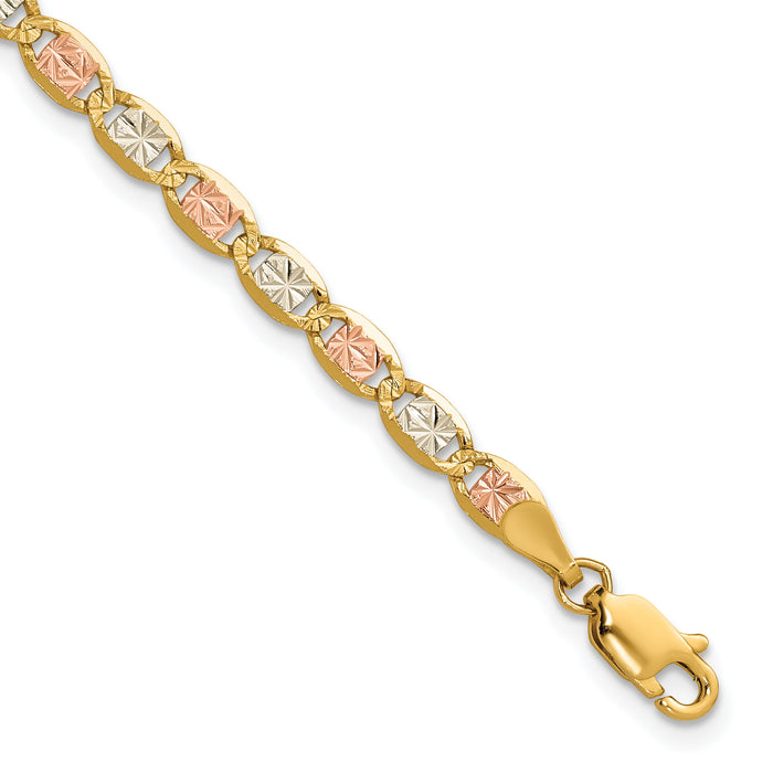 14k 3.8mm Tri-color Gold PavÃ© Valentino Chain-PVL080-7